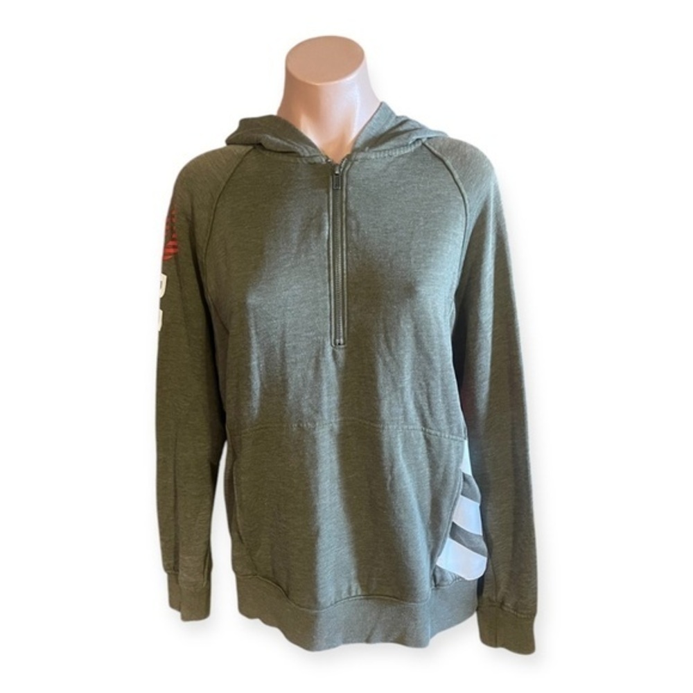 Peloton Men’s Medium Army Green Logo Printed Pullover Half Zip Hoodie